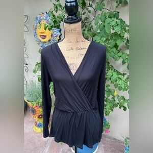 White House Black Market Faux Wrap Long Sleeve Blouse